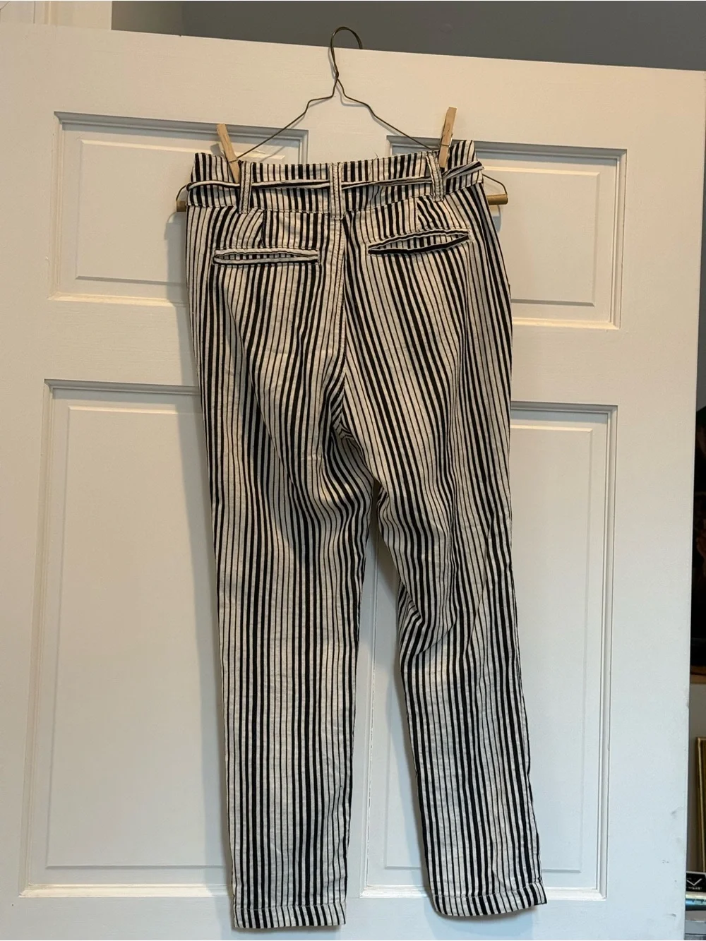 Free People Black and Ivory Striped Pants